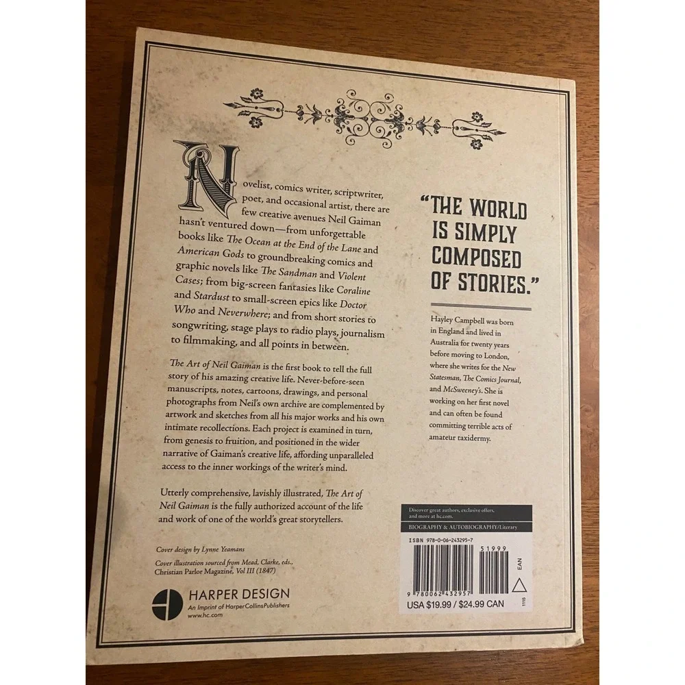 Harper Design The Art of‎ Neil Gaiman Hayley Campbell Biography Gift Quality!